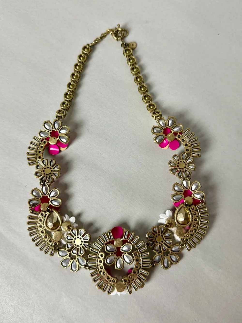 J.Crew Pink & Green Wilderness Jeweled Floral Statement Necklace - Picture 6 of 7